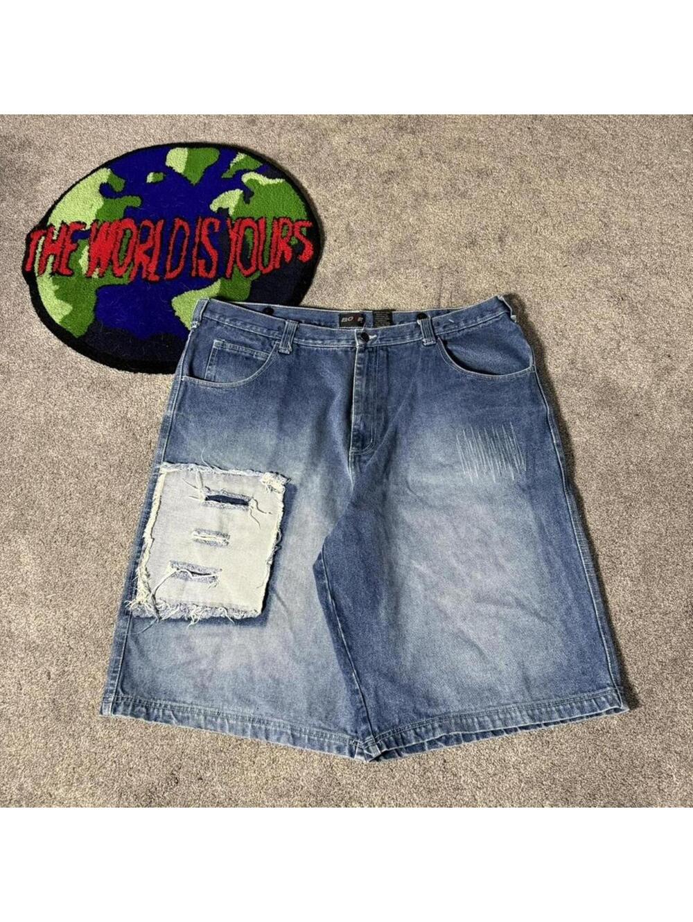 vintage y2k super baggy jorts 2000’s boff denim